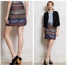 New 118 Maeve Anthropologie Audra Jacquard Geometric tribal Skirt Size 2 U6