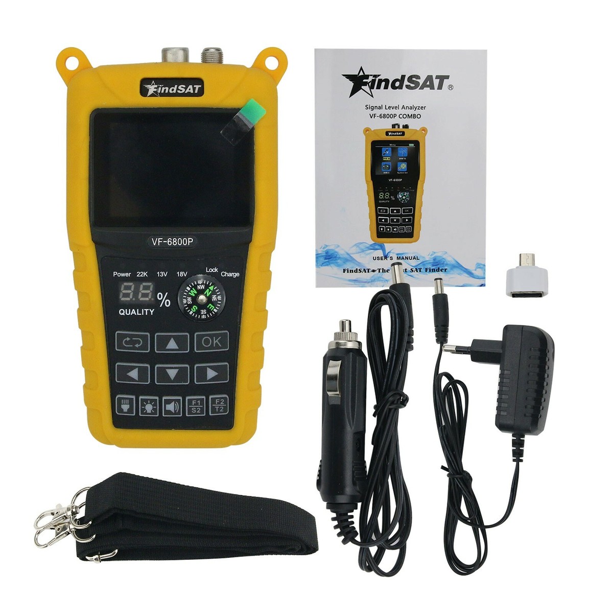 VF 9930 DVB-S2/T2 MPEG4 DVB H.265 Satellite TV Finder Receptores De Tv HD Satellite Receptor Meter Signal Test 4.3 Inch LCD