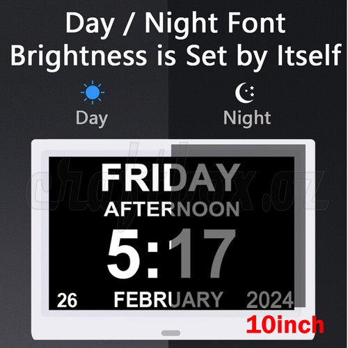 7/8/10 LED Dementia Digital Calendar Clock Alarm Extra Large Day Week Month Year - Picture 10 of 24