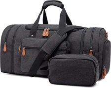 Duffle Bag for Men Canvas Duffel Bag 43L Overnight Carry on Bag with Shoe Compar
