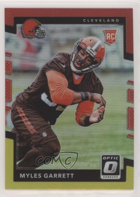 2017 Donruss Optic Rookies Red and Yellow Prizm Myles Garrett #106 Rookie RC