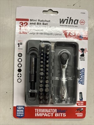 WIHA 76889 32PC GOBOX IMPACT BIT SET MINI RATCHET AND BIT SET 1'' LONG