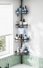 Corner Shower Caddy Tension Pole: Adjustable Rustproof 4-Tier inside Bathroom Or