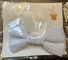 Boys Bow Tie, Baby Blue/White Striped, Clip