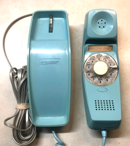 Vintage Aqua Blue GTE Automatic Electric Rotary Trimline Phone