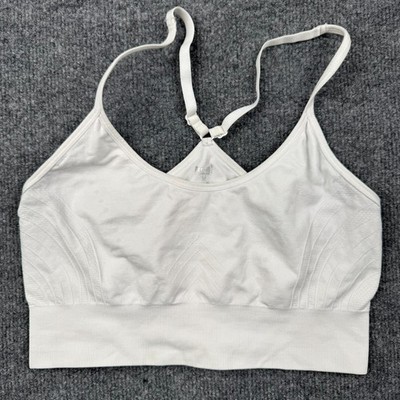 Pro-Fit Seamless Sports Bra White Size M Adjustable Straps Yoga Gym Bralette