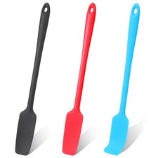3 Pcs Silicone Jar Spatulas with Long Handle, Jam Spreader Rubber Spatula Hea...