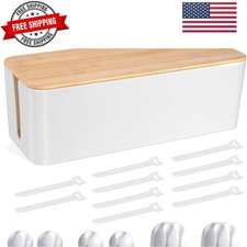 Cable Management Box - Wooden Style Large Cord Organizer Box to Hide Wires ...