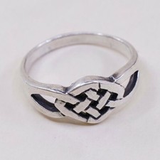 Sz 6.75, Vtg Sterling Silver Handmade Ring, Woven Braided 925 Band, Silver Test