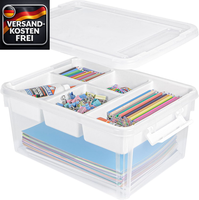 Aufbewahrungsbox 16L Kunststoff Mit Deckel Und FäChern FüR Bastelbedarf