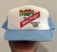 Vintage 1980s Red Stripe Jamaican Lager Beer Snapback Trucker Hat OSFA