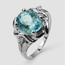Arctic Blue Aquamarine 2.15Ct Rings 925 Sterling Silver Handmade Fine Jewelry