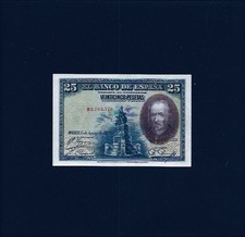1928 Spain25 PESETAS B2.702.378 Spanish Banknote Paper Money Currency About UNC