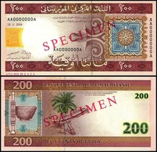 Mauritania 200 Ouguiya, 2004, P-11as, UNC, Specimen