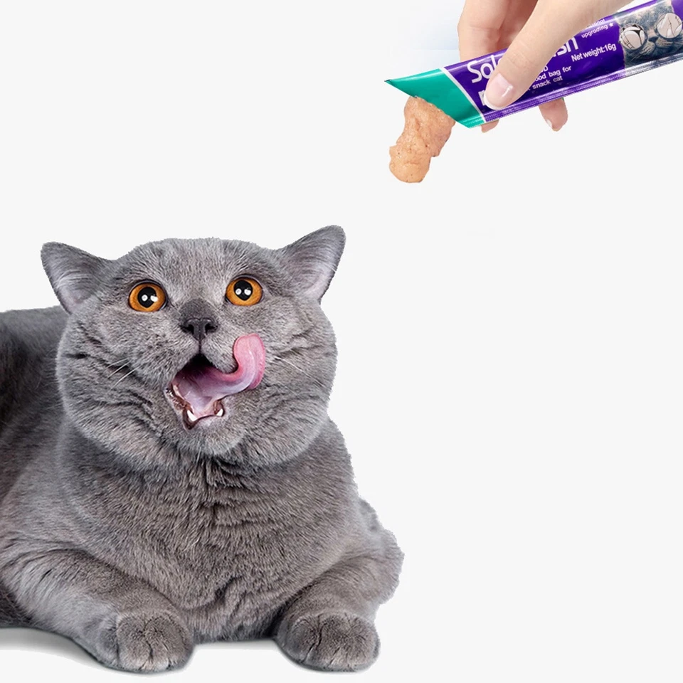 Katzen Nassfutterbeutel salzarm proteinreich Gewichtszunahme Fleischsuppe Katzenstreifen für