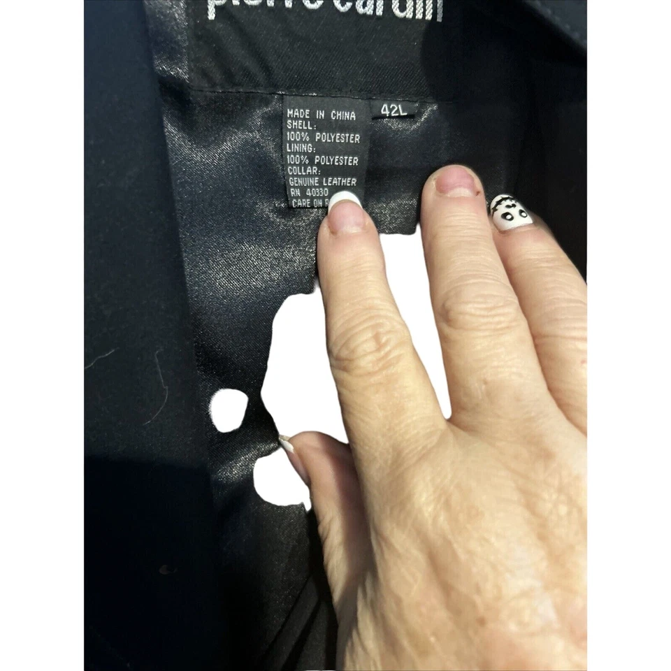 Hombre Pierre Cardin Impermeable Negro Talla 42 Largo Cremallera Forro Foto 2 de 4