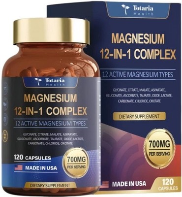 1 PACK 12 Magnesium in 1 Complex 700mg -Dietary Supplement 120 capsules