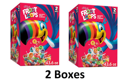 Froot Loops Breakfast Cereal 43.6 oz. 2 Boxes 4 Bags Total