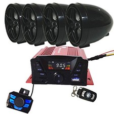 12V 4 Channel UTV ATV Golf Cart Motorcycle Weatherproof Bluetooth Speakers MP3