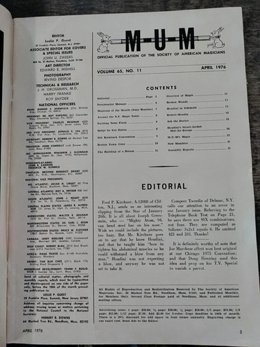 MUM Magazine Magic Unity Might Magician Suzy Wanda's Bennett APRIL 1976 - Picture 5 of 5