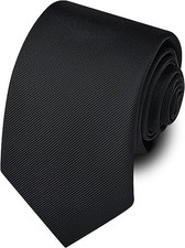 63'' XL Tie Mens Extra Long Solid Woven Necktie for Men Big and Tall  Black