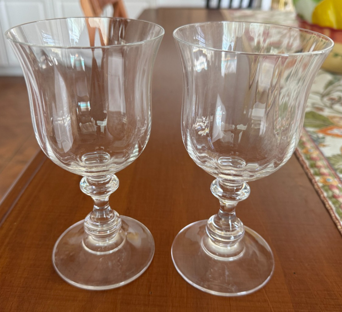 Mikasa FRENCH COUNTRYSIDE Clear Optic Bowl No Trim -- Set 2 Wine Glass 6 3/4