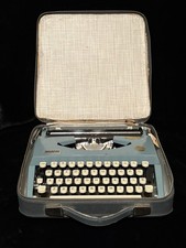 Rare Vintage Japan Blue Brother Charger 875 Portable Typewriter W Case Paperwork thumbnail