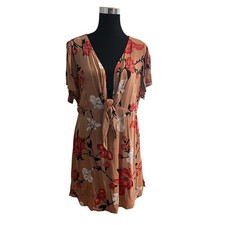 Send Me Flowers Floral Mini Dress Taupe/Combo Size 1X