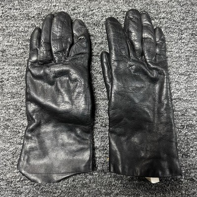 Vintage Made in Italy Women s Black Leather Rabbit Fur Lined Gloves - Size 7