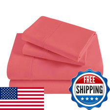 Superior 300 Thread Count Egyptian Cotton Sheet Set Elastic Fitted Sheet Flat