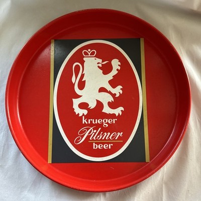 G. KRUEGER BREWERY KRUEGER PILSNER BEER METAL 12 INCH BEER TRAY 2 Sided