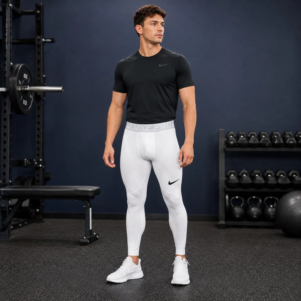 Nike Pro Compression Training Pants Men's XL White Athletic Dri-Fit Activewear