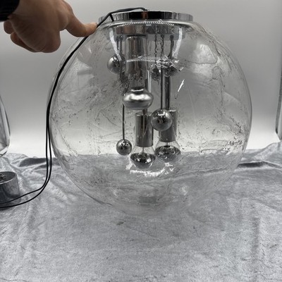 G436 70er Doria Lampe Tischlampe ''BIG BALL'' Sputnik Bodenlampe Ø 40cm Defekt ?