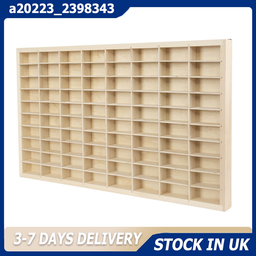 80 Grids Wooden Display Case Storage Shelf 1/64 Hot Wheels Diecast Car Matchbox