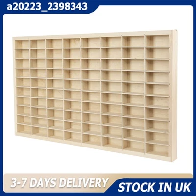 80 Grids Wooden Display Case Storage Shelf 1/64 Hot Wheels Diecast Car Matchbox