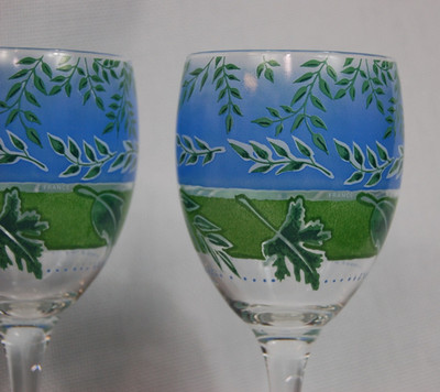Set of 6 Luminarc Summer Leaves Wine Glasses Made in France