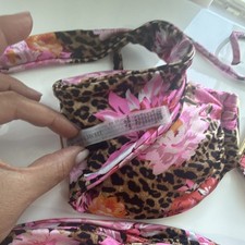 Victoria's Secret 2pc Leopard Floral Halter Bandeau Bikini Set One Size D Cup