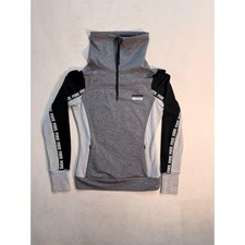Pink Victoria's Secret Ultimate Funnel Neck Pullover Gray Black XS Logo Taping