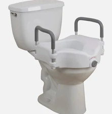 2-in-1 Locking Raised Toilet Seat with Tool-free Removable Arms