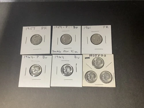 💥💥SILVER,Lot Of 8 Micl.Silver Roosevelt Dimes,BU & PR