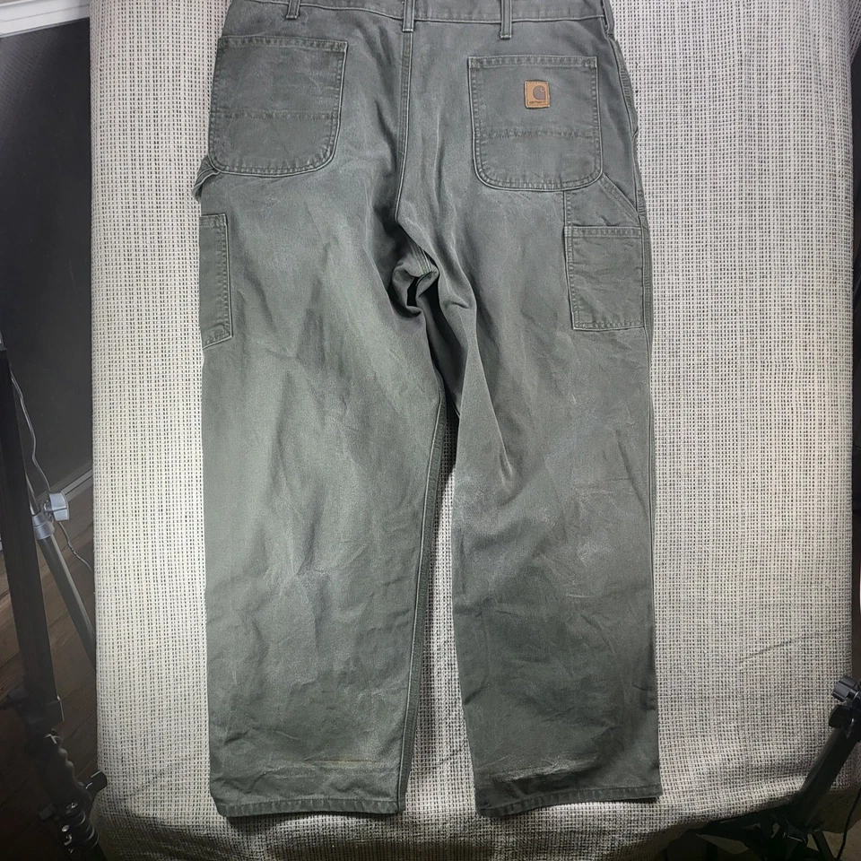 Carhartt Dungaree Fit B11 MOS Work Pants Men's 38x30 Olive Green Cotton Canvas - Image 3 of 4