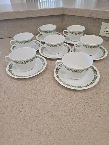 Corelle Spring Blossom Crazy Daisy Coffee Tea Cups With Saucers Set Of 7
