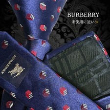 Burberry Tie Navy Red Cube Pattern Glossy Minimal use