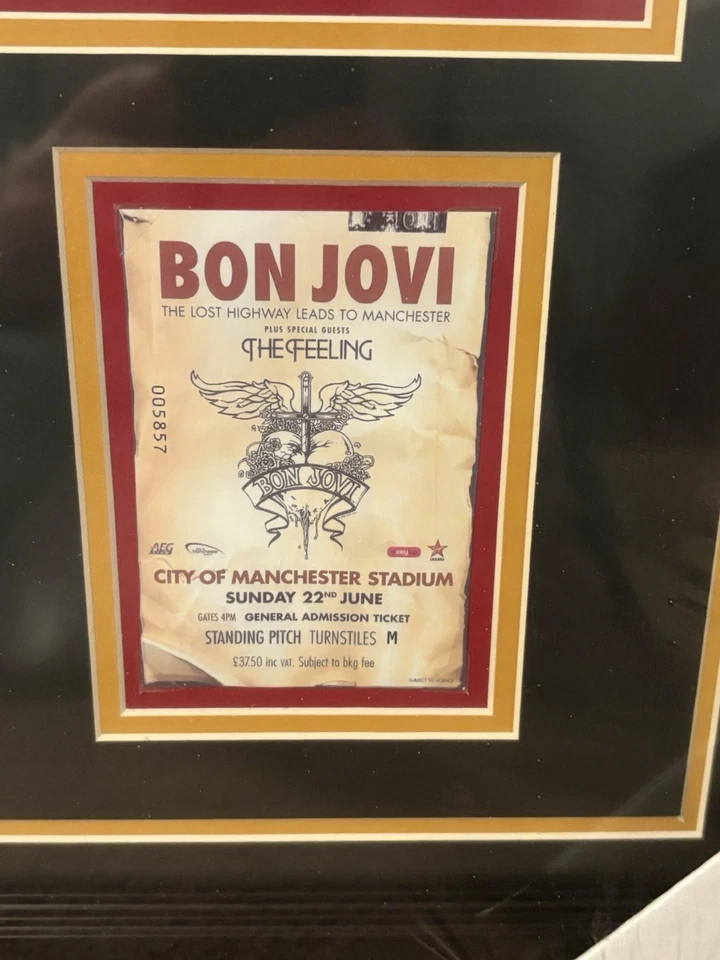 Póster y entradas enmarcadas Bon Jovi 2006 2008 2013 Tours Manchester raro Foto 3 de 4