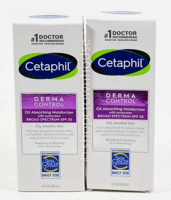 2 Cetaphil DERMA CONTROL 4oz Oil Absorbing Moisturizer SPF 30 oily sensitiv 2027