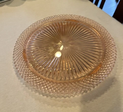 Miss America Hocking Glass Pink 12" Cake Plate Depression Glass