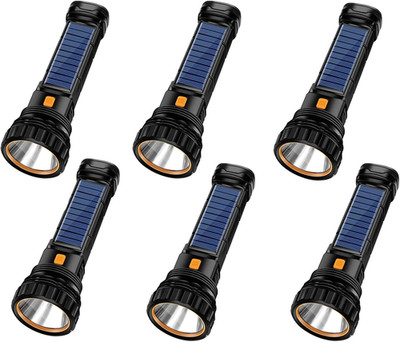 6PCS Solar/Rechargeable Multi Function 1000 Lumens LED Flashlight, with Emergenc