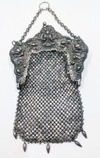 RARE Antique Vintage Mesh Chainmail Purse Unger Brothers Sterling Silver BB92-26
