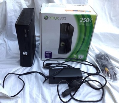 Xbox 360 Slim 250gb Konsole Schwarz Original Kabel Anleitung Box ohne Controller