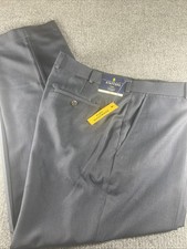 Stafford Travel Mens Classic Fit Navy Pants Flex Waistband Flat Front 42 x 32